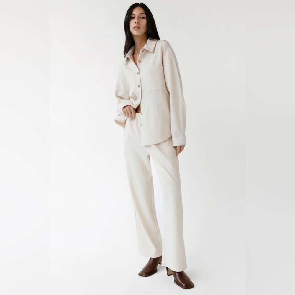Oak + Fort Elastic Waist Pant - S - Oatmeal